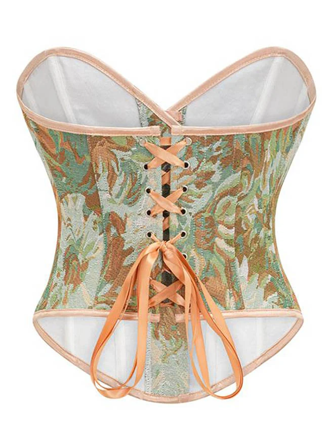 Vintage Daisy Blumendruck Schnürung Überbrust Korsett Bustier Top