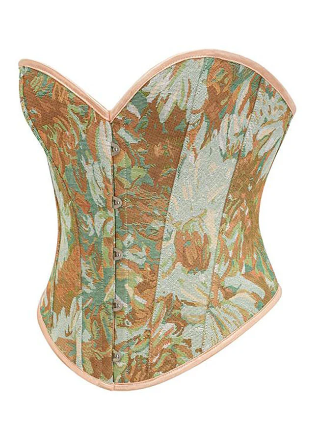 Vintage Daisy Blumendruck Schnürung Überbrust Korsett Bustier Top