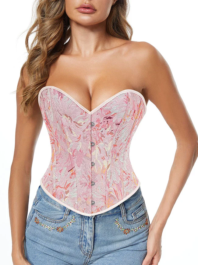 Vintage Daisy Blumendruck Schnürung Überbrust Korsett Bustier Top