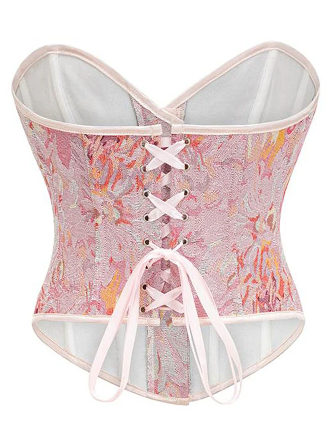 Vintage Daisy Blumendruck Schnürung Überbrust Korsett Bustier Top