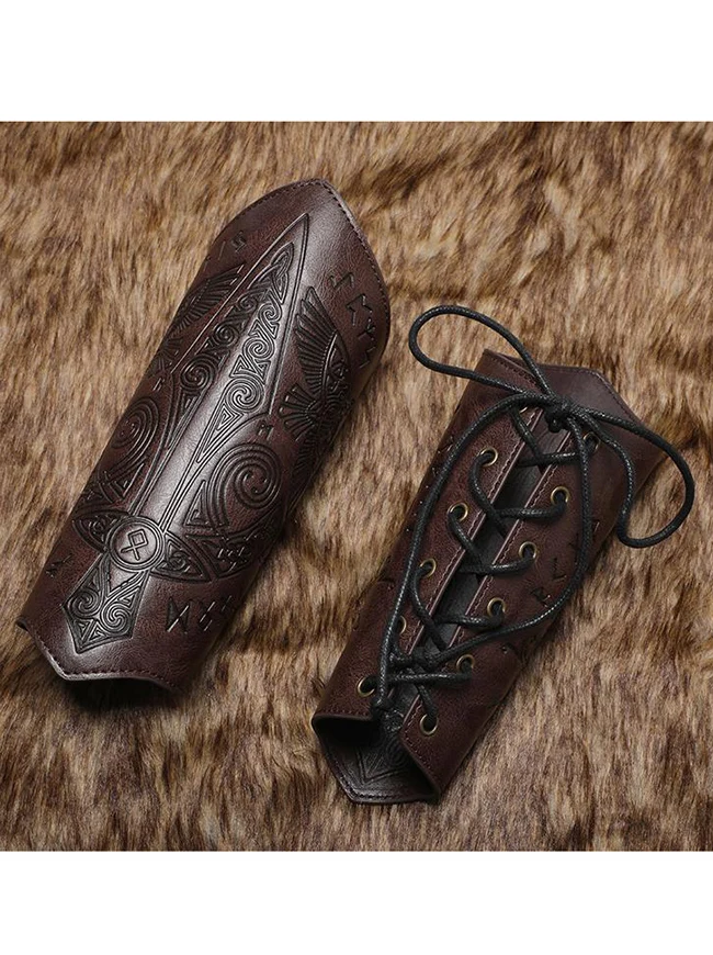 Charmian Mittelalter Lederhandschuh Armband Handgelenk Rüstung Wikinger Vambrace Bogenschießen Armschienen