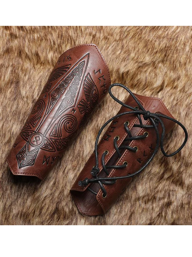 Charmian Mittelalter Lederhandschuh Armband Handgelenk Rüstung Wikinger Vambrace Bogenschießen Armschienen