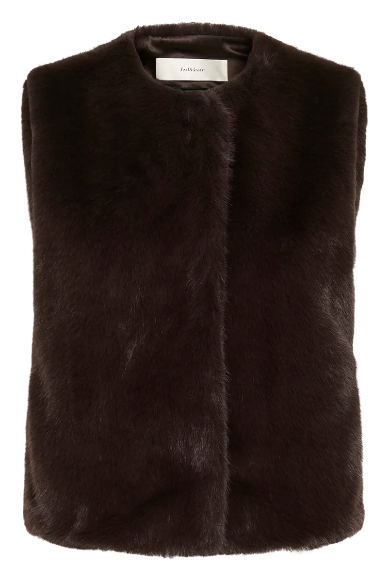 Veste courte sans manches à texture duveteuse Zabelle