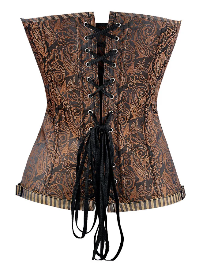 Steampunk Goth Retro Brokat viktorianischen Streifen Stahl ohne Knochen Taille Cincher Bustier Korsett