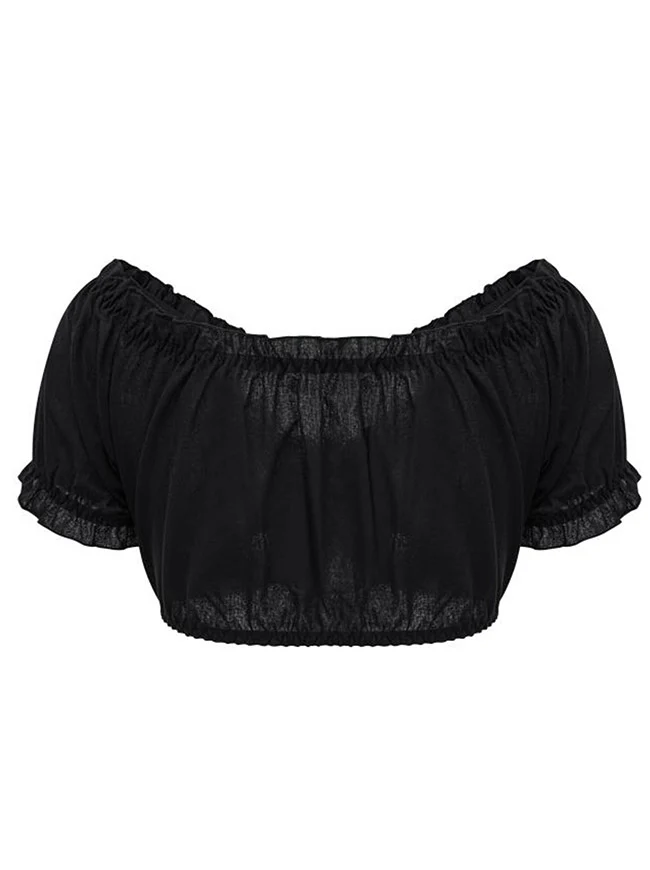 Vintage Off Shoulder Kurzarm Shirt Bluse Crop Top