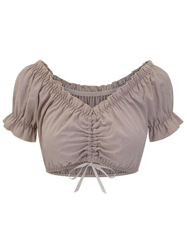 Vintage Off Shoulder Kurzarm Shirt Bluse Crop Top