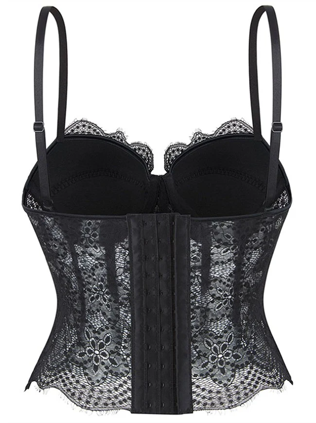 Y2K Spaghetti-Träger-Bustier aus transparenter Spitze, Korsett-Top