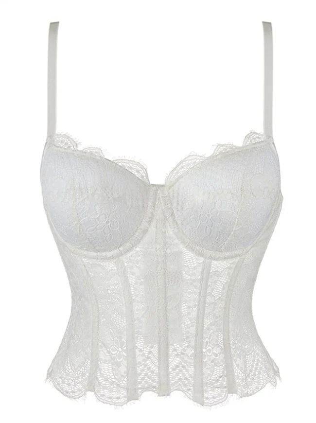 Y2K Spaghetti-Träger-Bustier aus transparenter Spitze, Korsett-Top