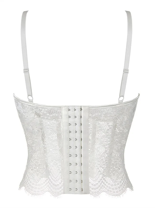 Y2K Spaghetti-Träger-Bustier aus transparenter Spitze, Korsett-Top