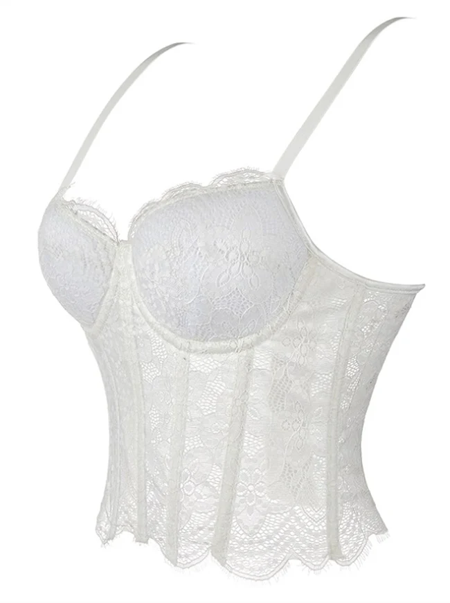 Y2K Spaghetti-Träger-Bustier aus transparenter Spitze, Korsett-Top