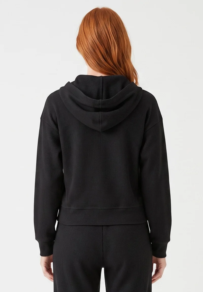 JENNIFER | Waffel-Hoodiejacke aus Bio-Baumwolle & recyceltem Polyester