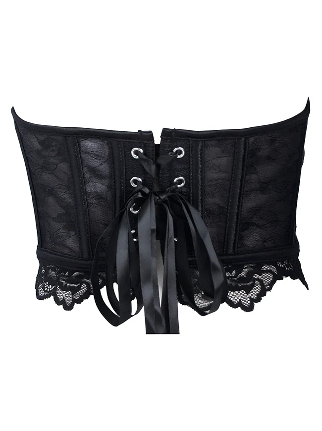 Y2K trägerloses Spitzenkorsett-Top, transparentes Sommer-Bustier-Crop-Top mit Stäbchen