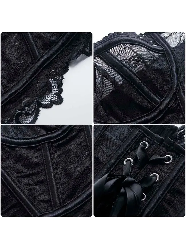 Y2K trägerloses Spitzenkorsett-Top, transparentes Sommer-Bustier-Crop-Top mit Stäbchen