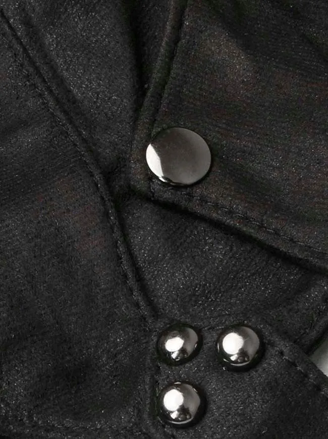 Mittelalterliche Gothic Rivet Kurze Cosplay Kapuze mit Reißverschluss Schwarz