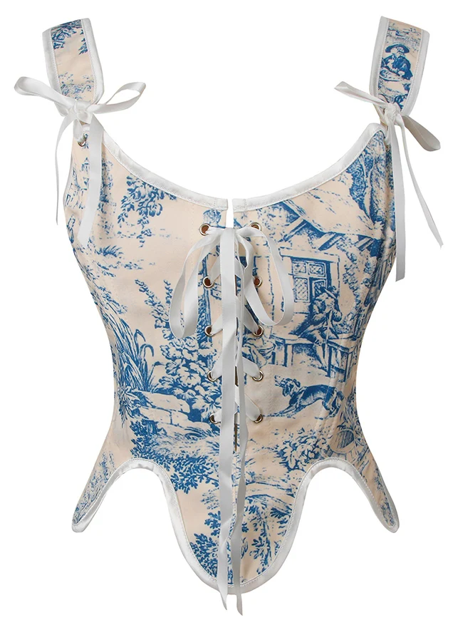 Vintage Renaissance Schnürung Blumen Bustier Korsett Bustier Shapewear Top
