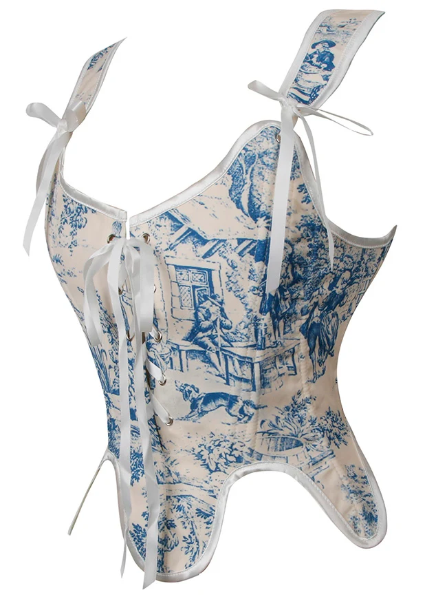 Vintage Renaissance Schnürung Blumen Bustier Korsett Bustier Shapewear Top