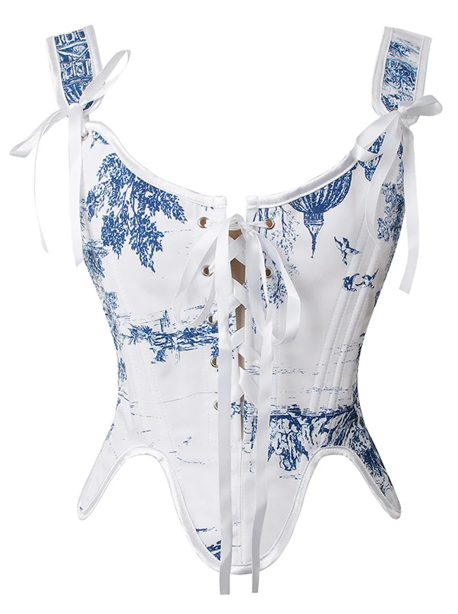 Vintage Renaissance Schnürung Blumen Bustier Korsett Bustier Shapewear Top