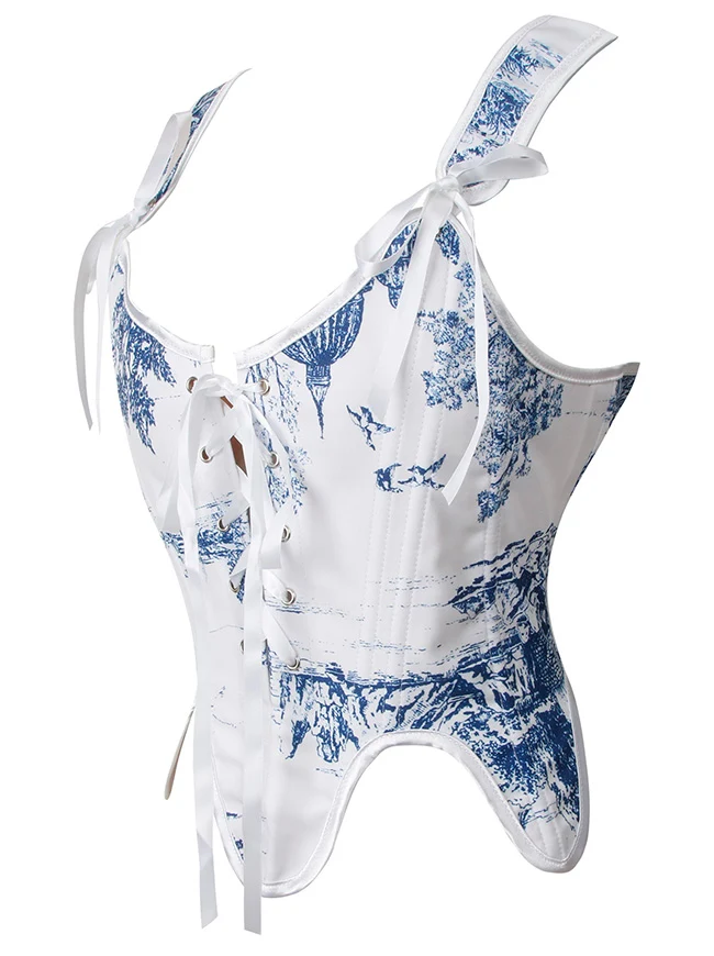 Vintage Renaissance Schnürung Blumen Bustier Korsett Bustier Shapewear Top