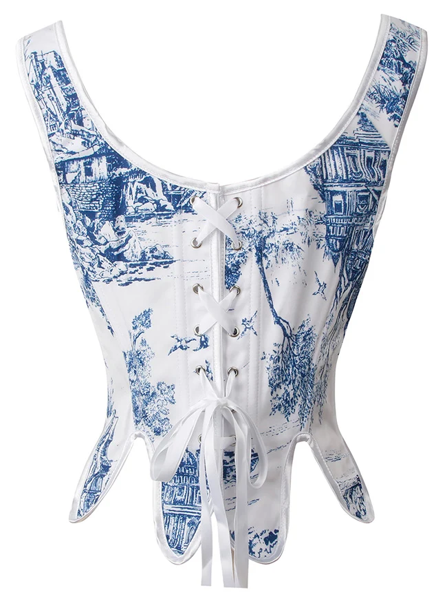 Vintage Renaissance Schnürung Blumen Bustier Korsett Bustier Shapewear Top