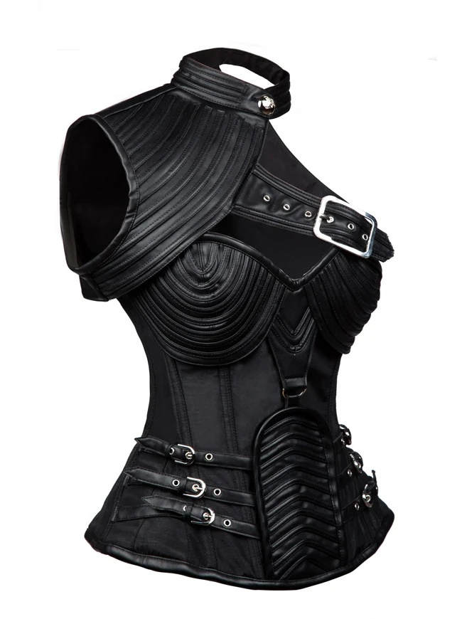 Steampunk Gothic Heavy Strong Steel ohne Knochen Korsett mit Reißverschluss