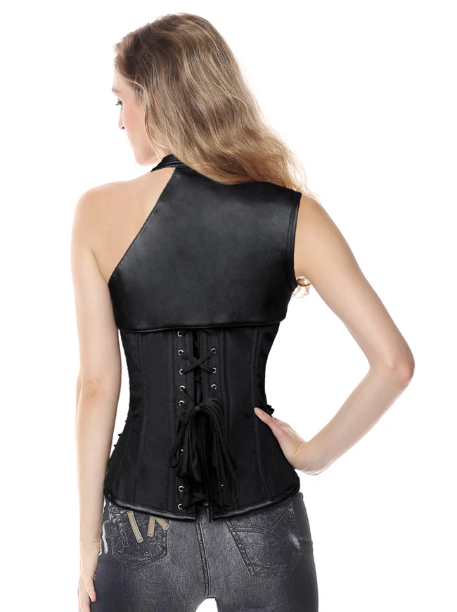 Steampunk Gothic Heavy Strong Steel ohne Knochen Korsett mit Reißverschluss