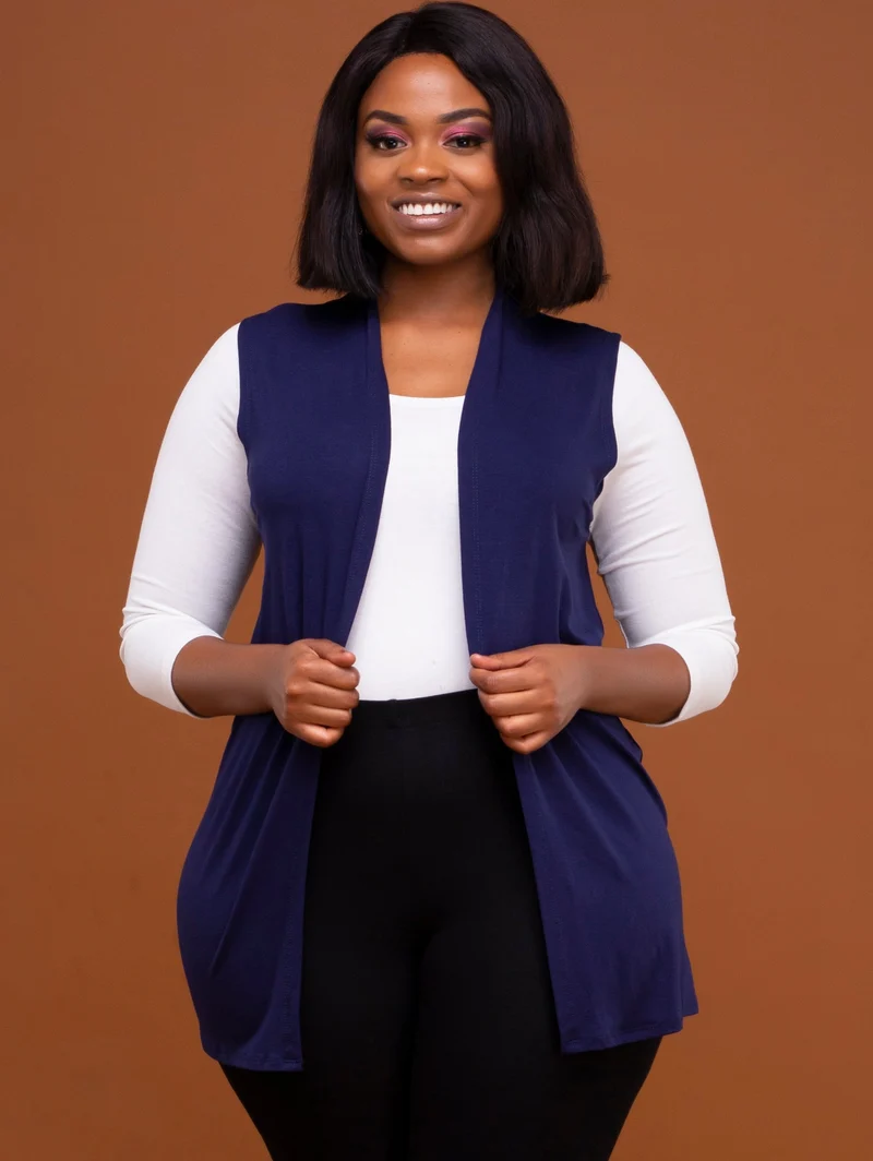 Vivo Everyday Sleeveless Waterfall in Jersey - Navy Blue