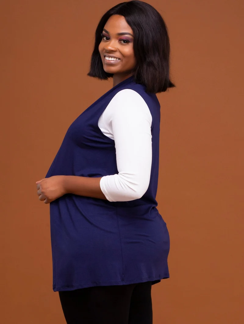 Vivo Everyday Sleeveless Waterfall in Jersey - Navy Blue