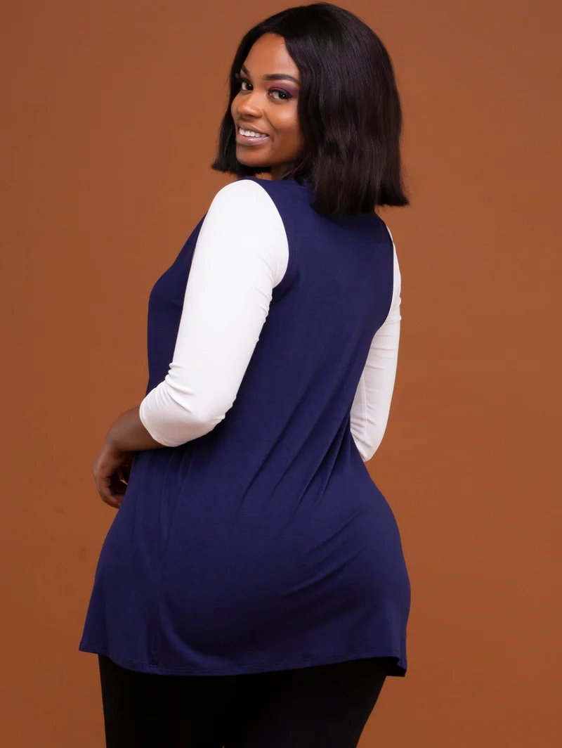 Vivo Everyday Sleeveless Waterfall in Jersey - Navy Blue
