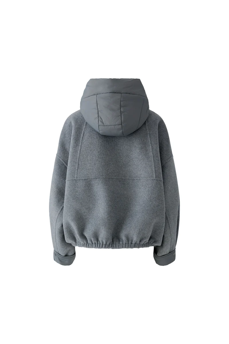 Manteau ample à capuchon matelassé