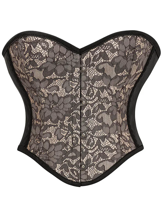 Vintage Trägerloses Überbrustkorsett mit Schnürung und Stäbchen, Shapewear-Bustier