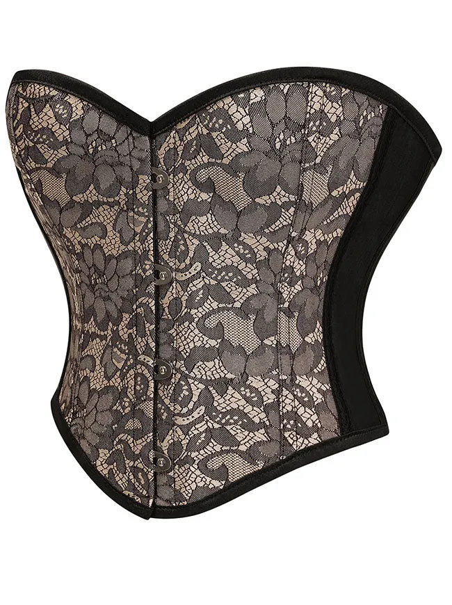 Vintage Trägerloses Überbrustkorsett mit Schnürung und Stäbchen, Shapewear-Bustier