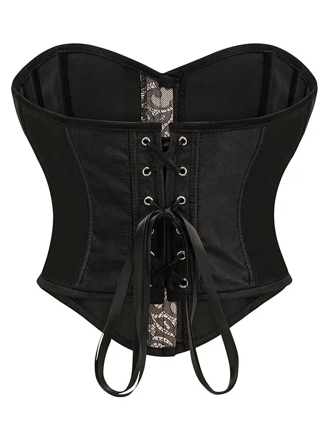 Vintage Trägerloses Überbrustkorsett mit Schnürung und Stäbchen, Shapewear-Bustier