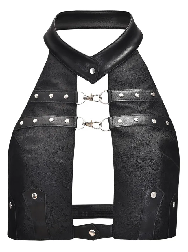 Steampunk Halfter Ärmelloses rückenfreies Ledertop