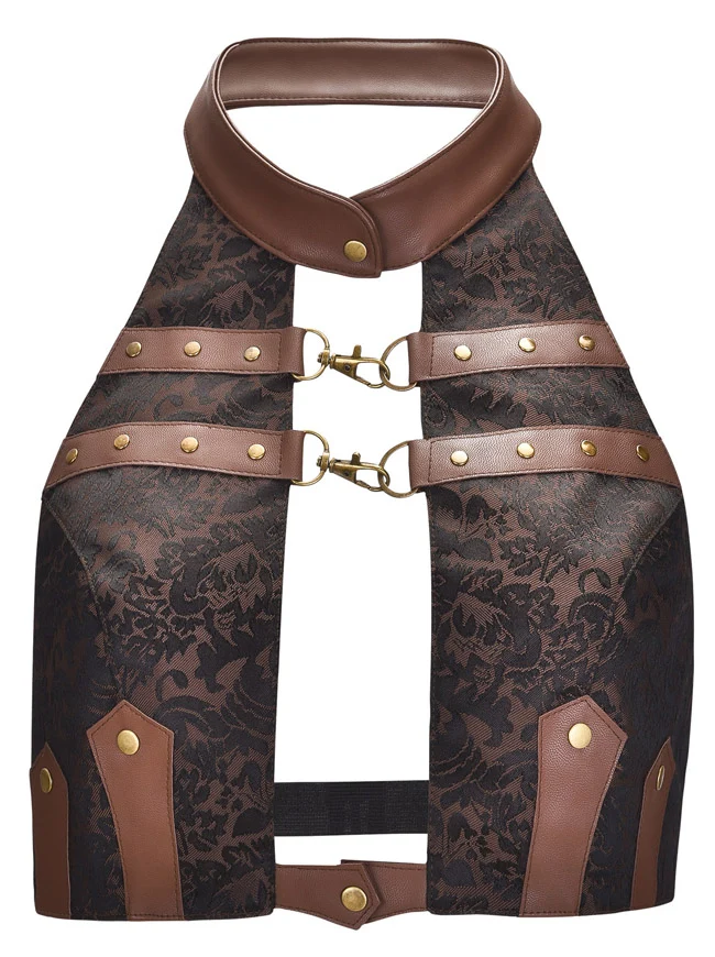 Steampunk Halfter Ärmelloses rückenfreies Ledertop