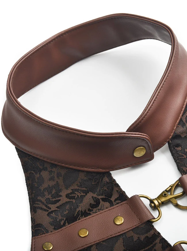 Steampunk Halfter Ärmelloses rückenfreies Ledertop