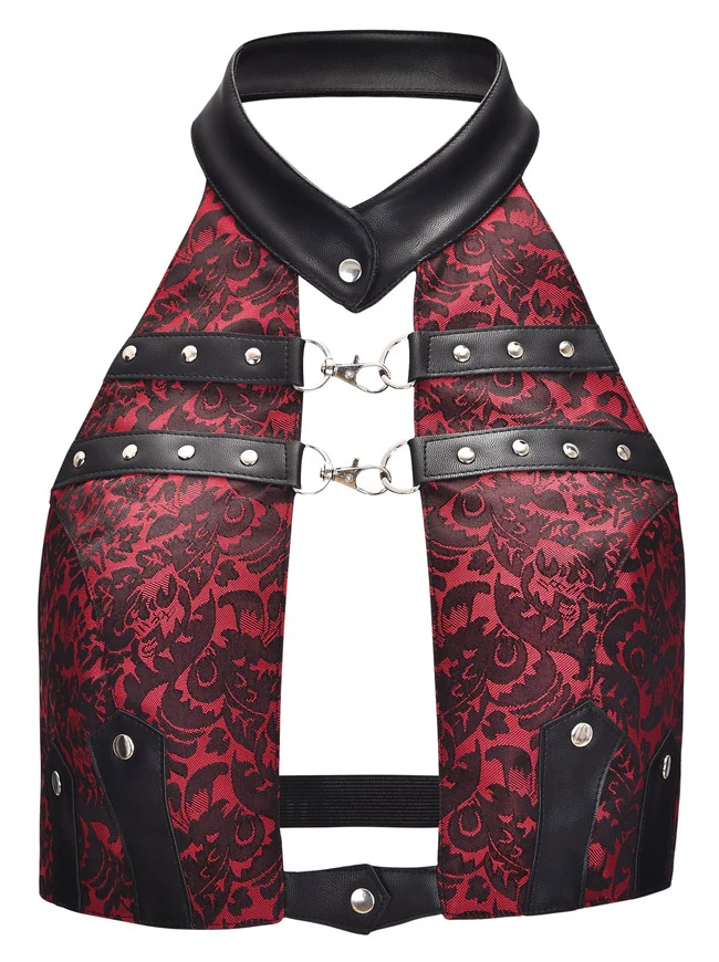 Steampunk Halfter Ärmelloses rückenfreies Ledertop