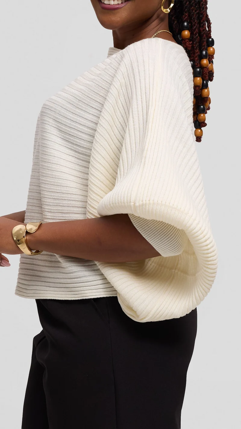 Vivo Balloon Sleeved Sweater - Off White
