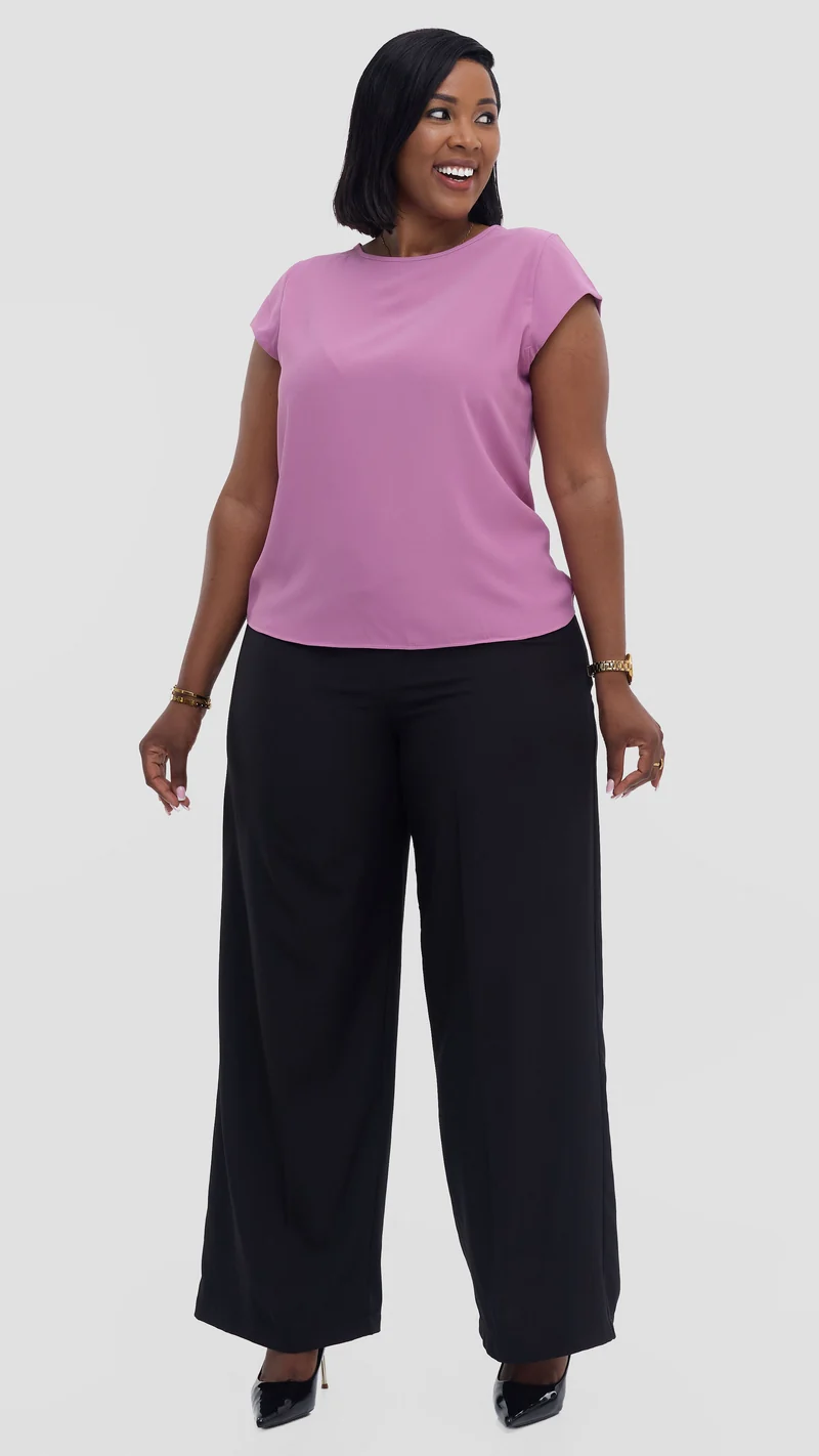 Vivo Basic Cap Sleeve Top in Crepe - Rose Pink