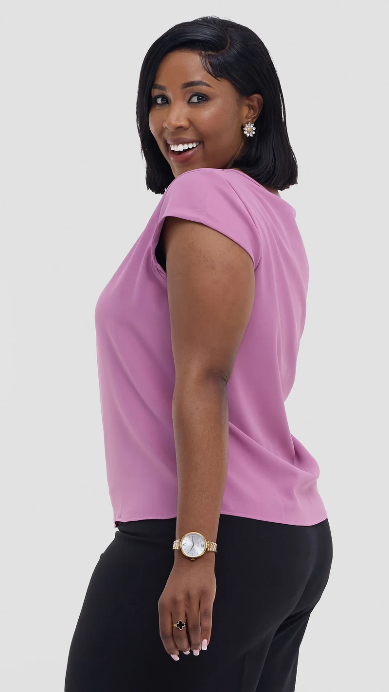Vivo Basic Cap Sleeve Top in Crepe - Rose Pink