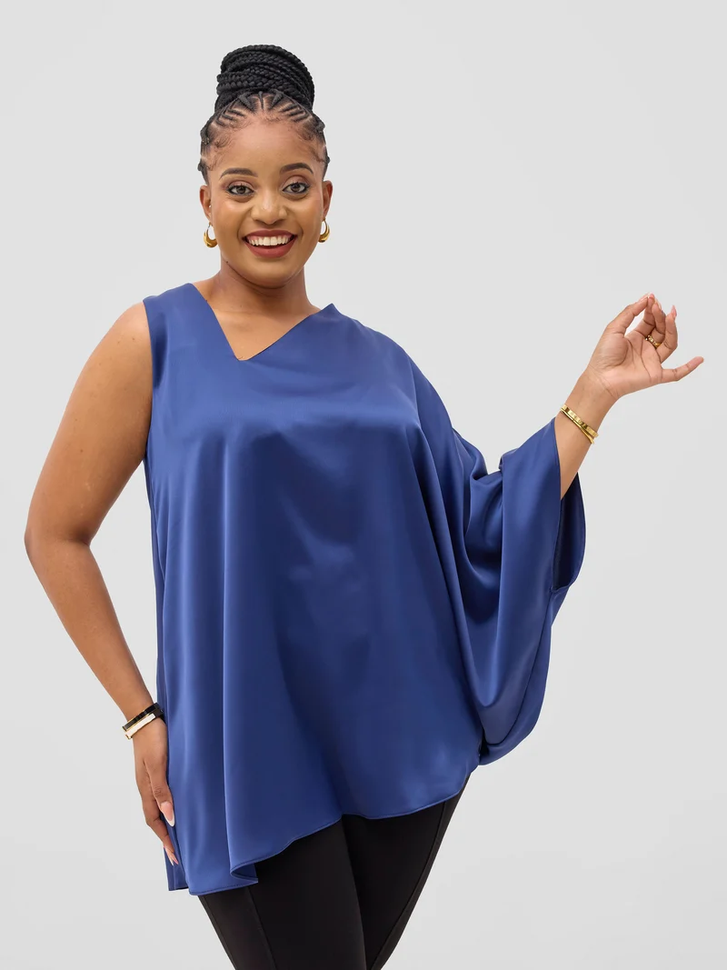 Vivo Yene High Slit Tunic Top - Navy Blue