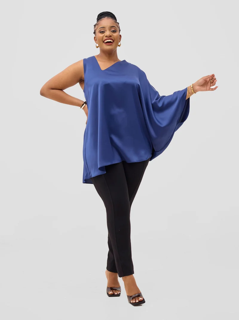 Vivo Yene High Slit Tunic Top - Navy Blue