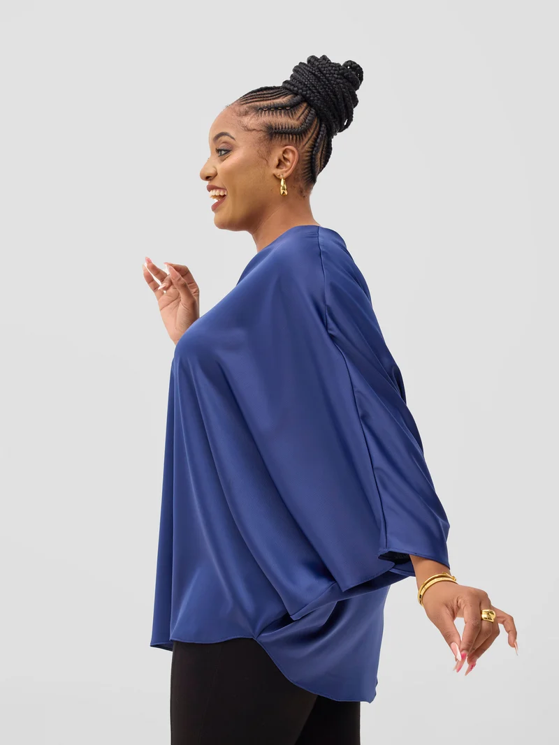 Vivo Yene High Slit Tunic Top - Navy Blue