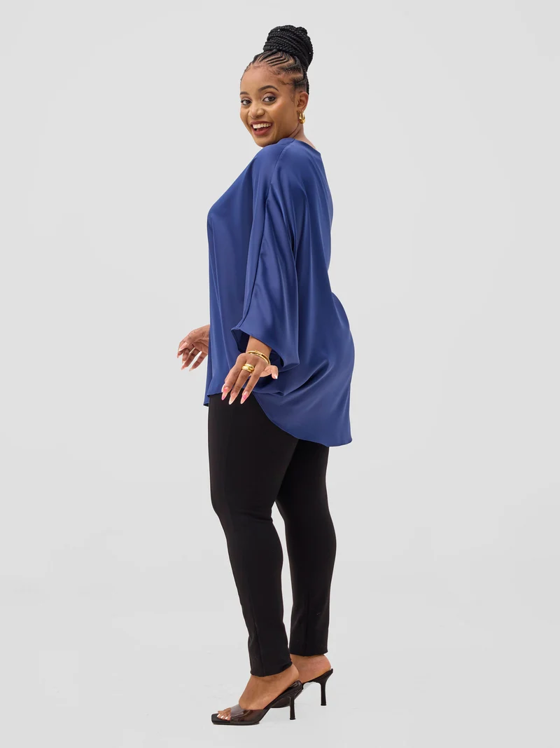 Vivo Yene High Slit Tunic Top - Navy Blue