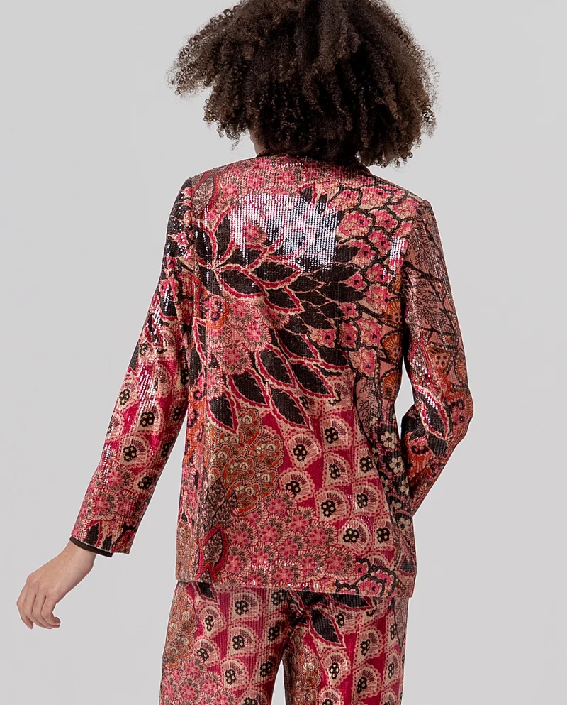 Veston à paillettes et imprimé floral