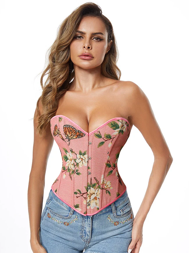 Charmian Damen Renaissance Vintage Schmetterling Blumen Überbrustkorsett Bustier Top