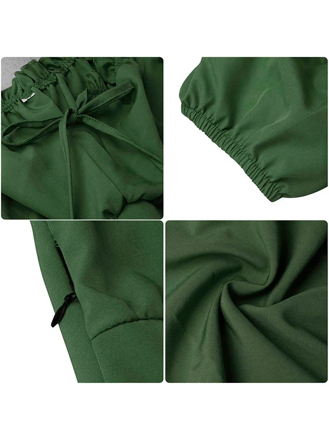 Renaissance-Kostümkleid im Midi-Stil mit schulterfreiem Rüschen- und Kordelzug