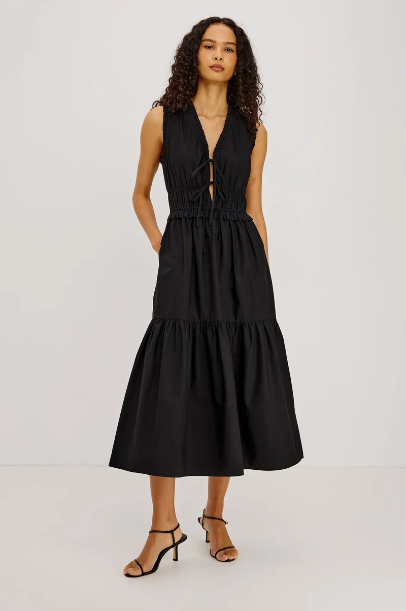 Robe midi étagée à liens Dana
