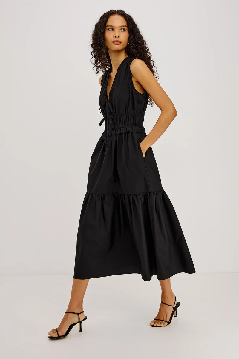 Robe midi étagée à liens Dana