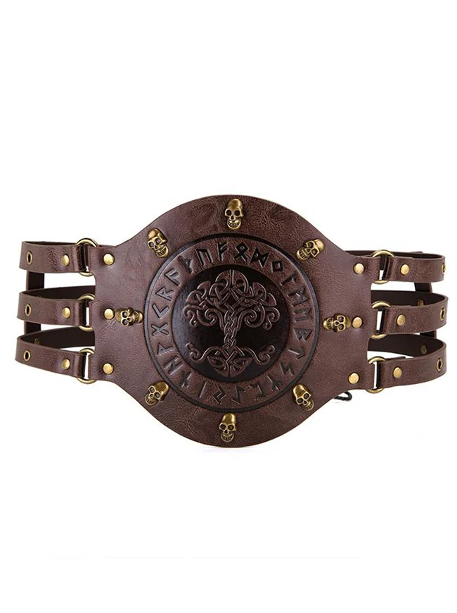 Charmian Herren Gothic Wikinger Leder Breiter Gürtel Mittelalter Geprägter Ritter Korsett Taillengürtel