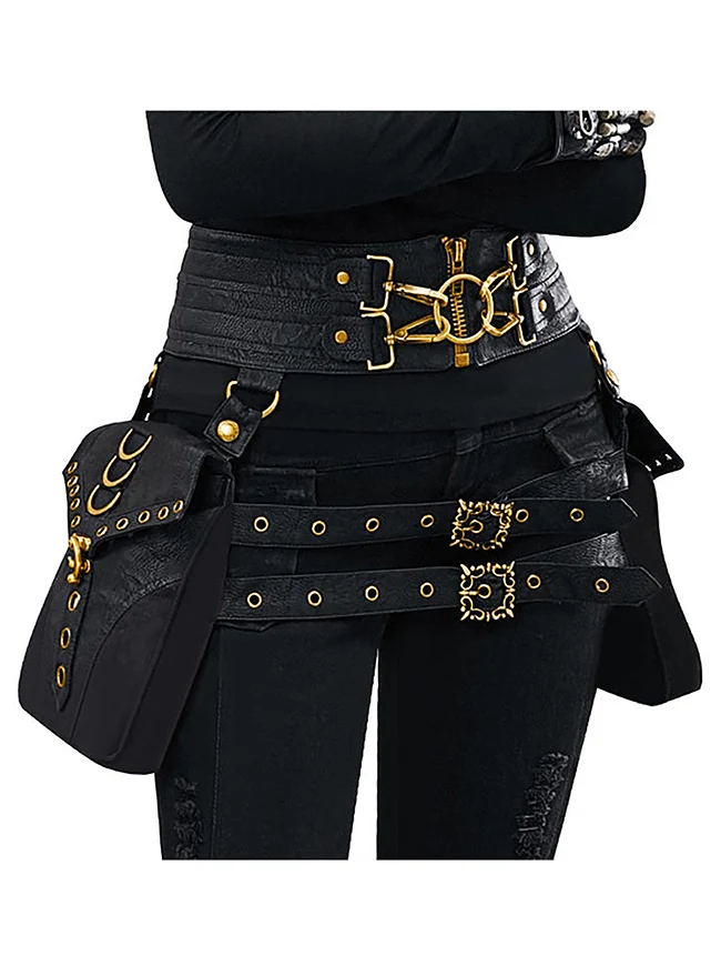 Charmian Damen Steampunk Gothic Wikinger Leder Taillengürtel Tasche Beintasche Accessoire